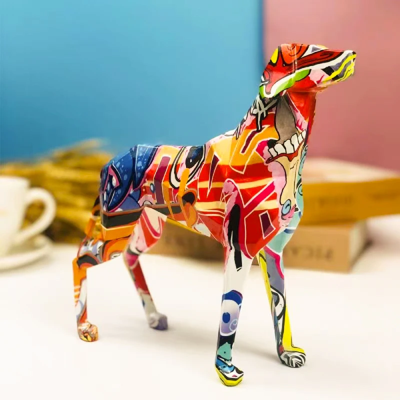 

New Arrival Colorful Resin Dog Crafts Decoration Living Room Office Entrance Wine Cabinet Decoration Ornament