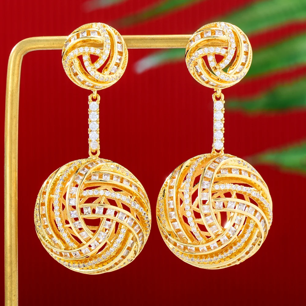 

GODKI Trendy Ball Earrings Full Mirco Paved Cubic Zirconia Naija Dubai Wedding Earring Fashion High End Jewelry
