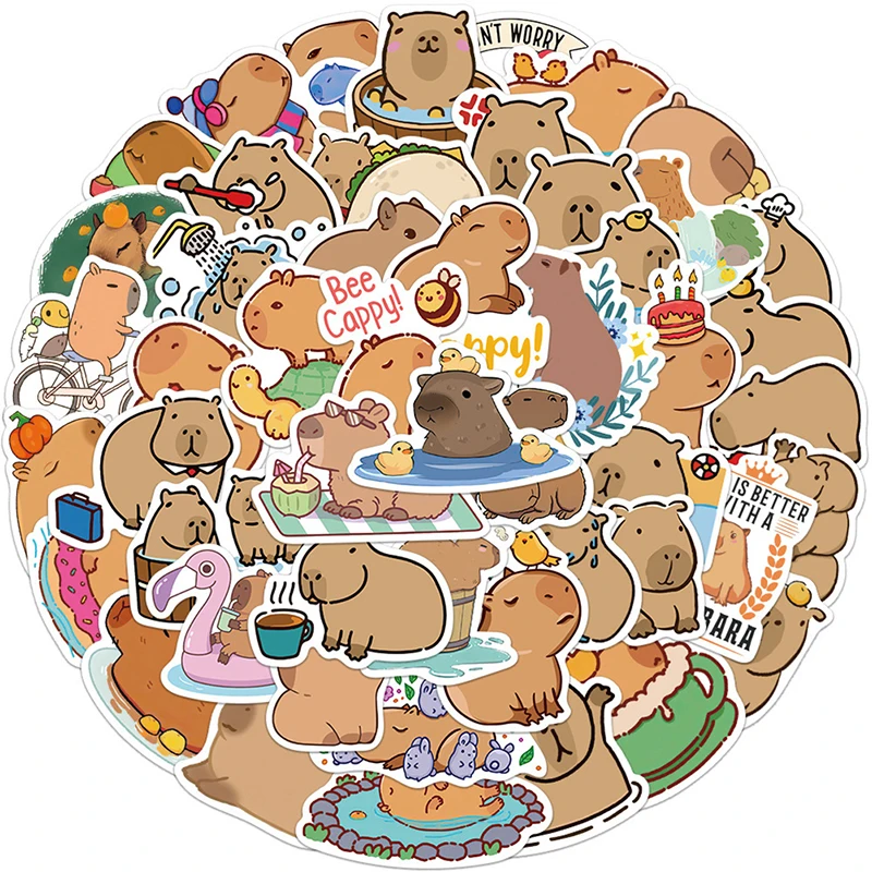 

50Pcs Cute Capybara Sticker Set for Laptop, Guitar, Scrapbook and Journals Gift For Boys Girls Teens Birthday Party