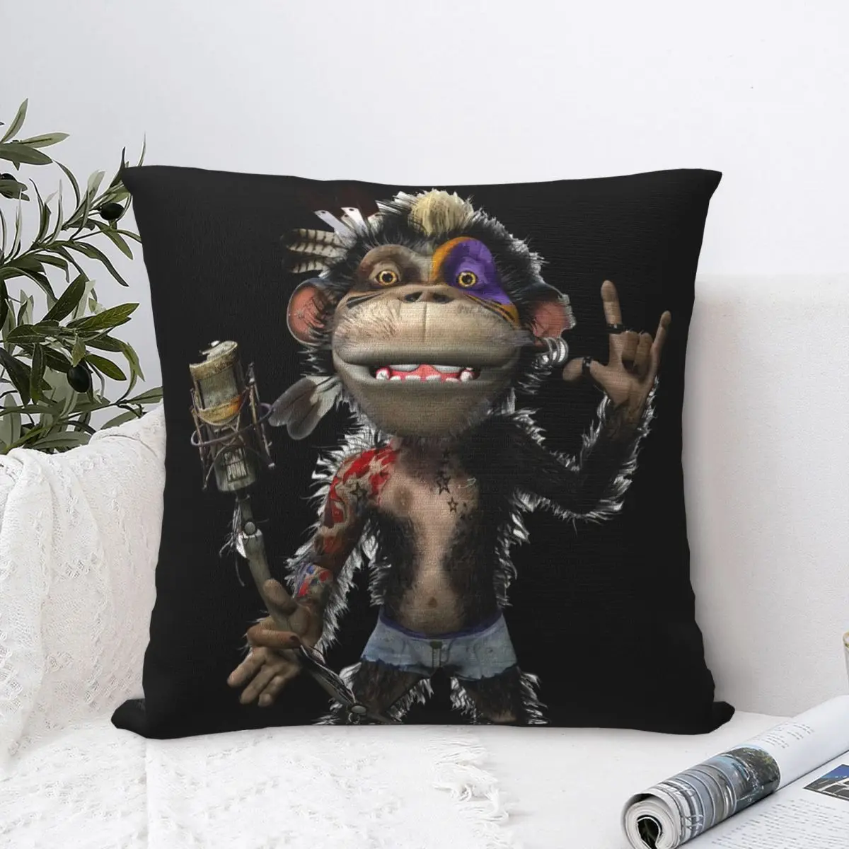 

Monkey Goz Shaka Pillowcase Polyester Creative Zipper Decoration Pillow Suite Room Car Chair Sofa Cushion