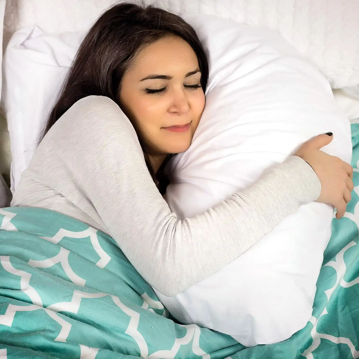 

U Shaped Polyester Contour Body Pillow Great for Side Sleeping Neck Pain Cervical Support & Pregnancy Hypoallergenic With Machin