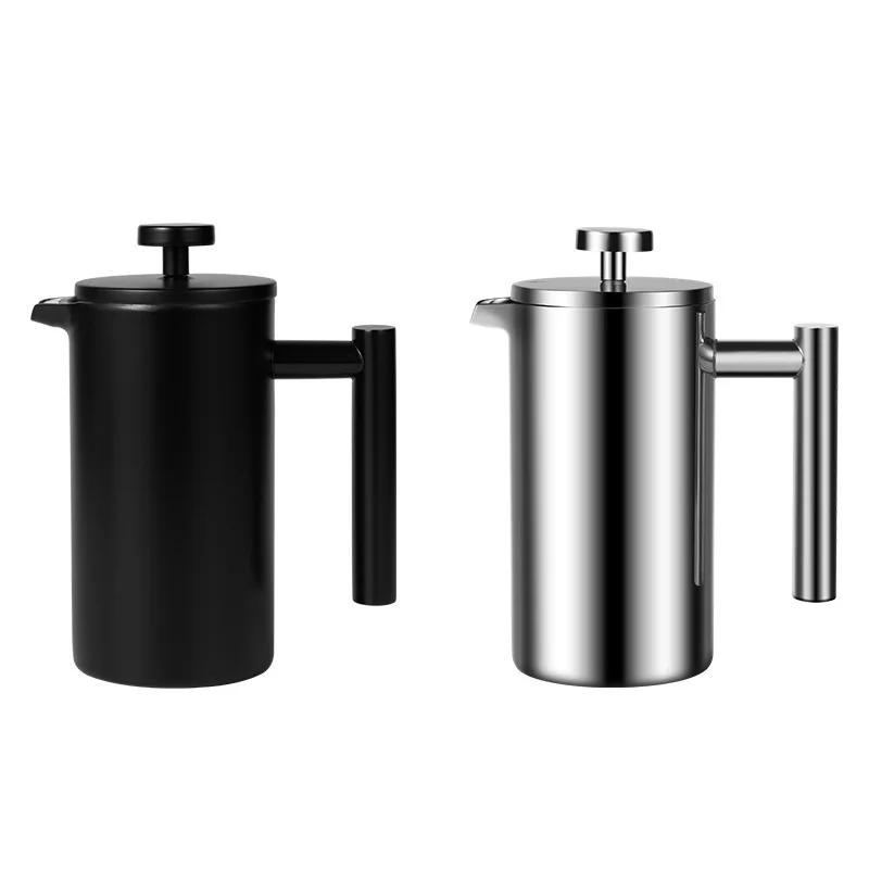 Pot Stainless Steel Double Layer Portable French Press Coffee Maker For Camping Coffee 350ml/600ml/700ml/1000ml