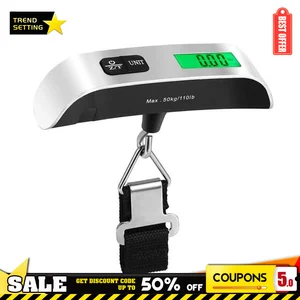 Portable Scale Digital LCD Display 110lb/50kg Electronic Luggage Hanging Suitcase Travel Weighs Bagg