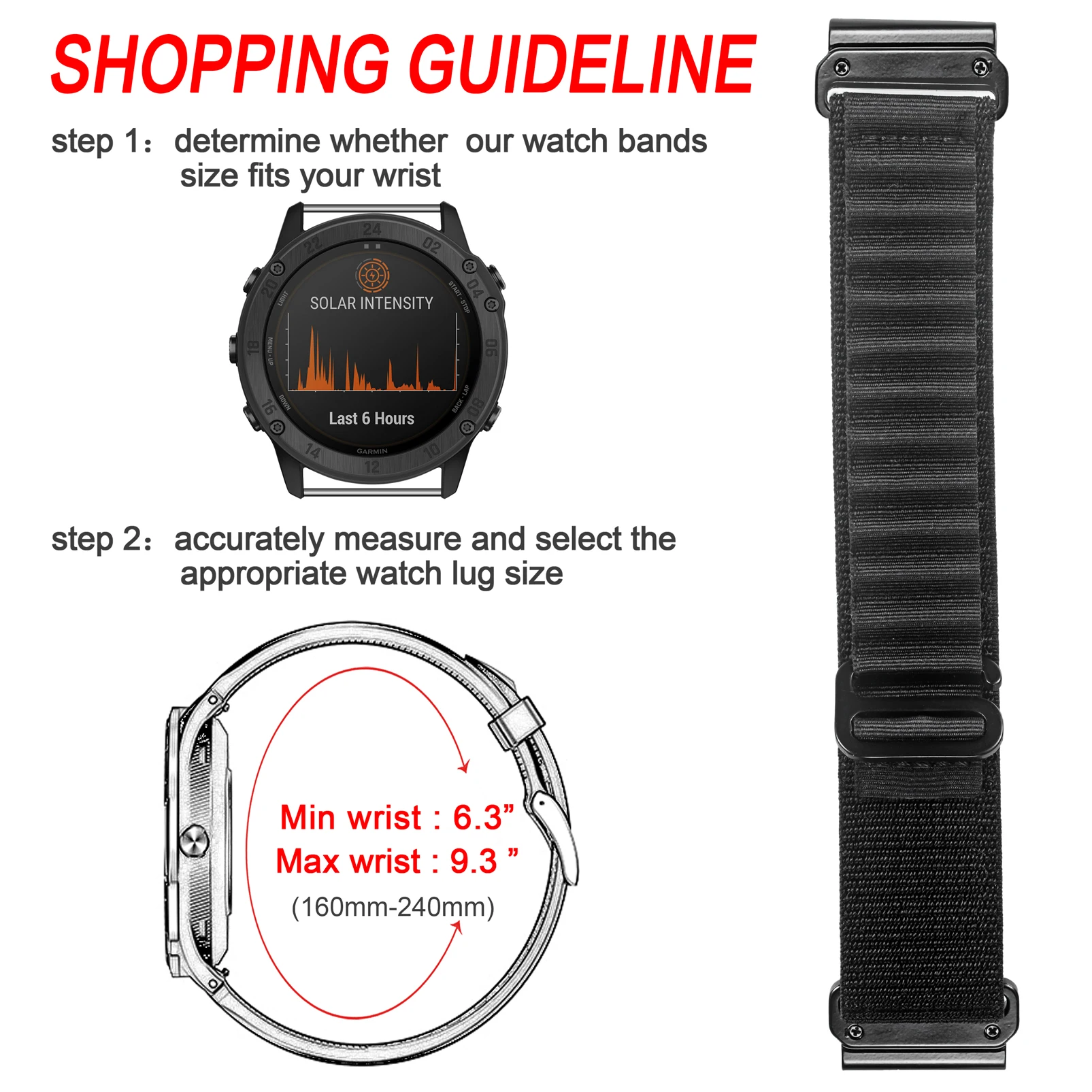 Фото Ремешок для часов HEMSUT для Garmin Fenix, нейлоновый ремешок Quickfit 20, 22, 26 мм, совместимый с Tactix/Vivoactive/Approach/MARQ/Enduro №3