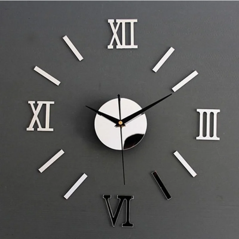 

50cm (20inch) Wall Clock Modern Design Roman Numbers Leaves English Letters Acrylic Wall Decoration Clocks for DIY Home Room