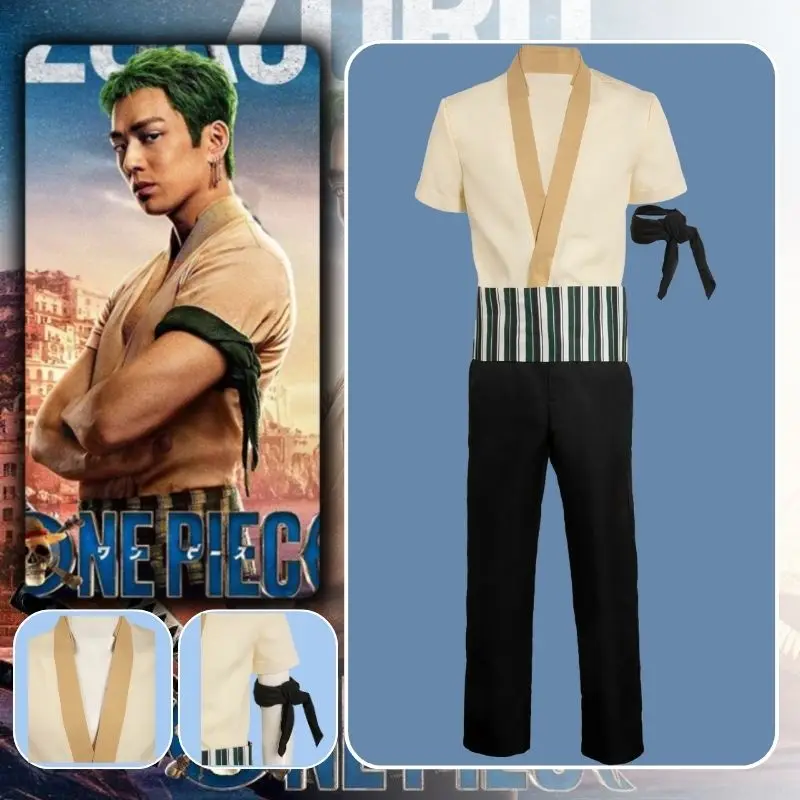

Roronoa Zoro One Piece Cosplay Live Action Costume Disguise Adult Men Top Pants Fantasia Halloween Carnival Costume for Man 2023