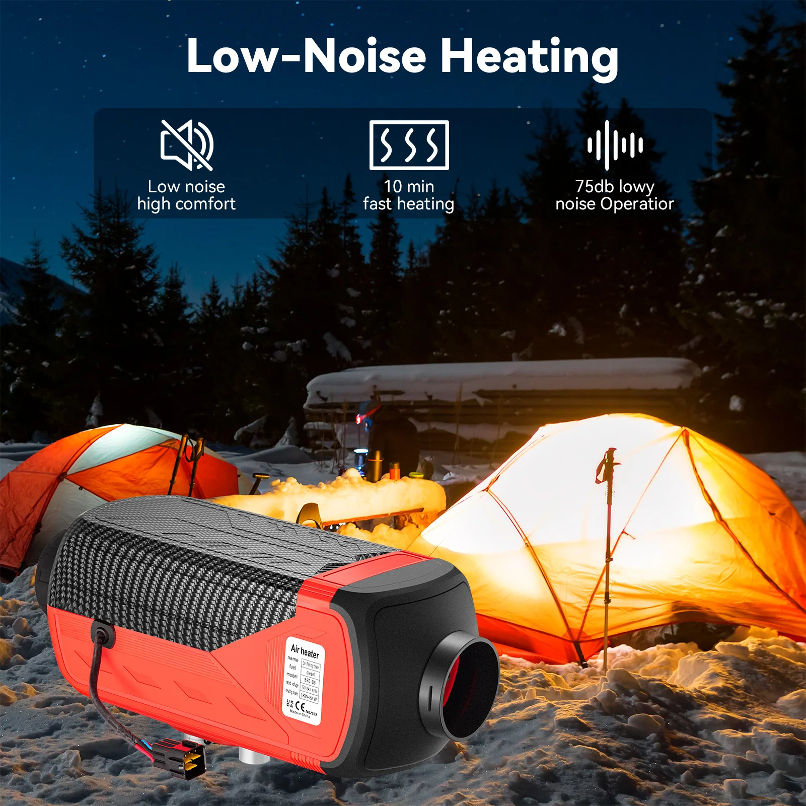 5KW/8KW Воздухонагреватель 12V Парковочный обогреватель Красный корпус ЖК-дисплей