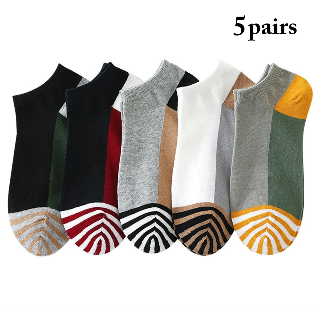 

Носки мужские летние/осенние хлопковые, повседневные Винтажные эластичные Дышащие Короткие, для бега, деловые до щиколотки, 5 пар