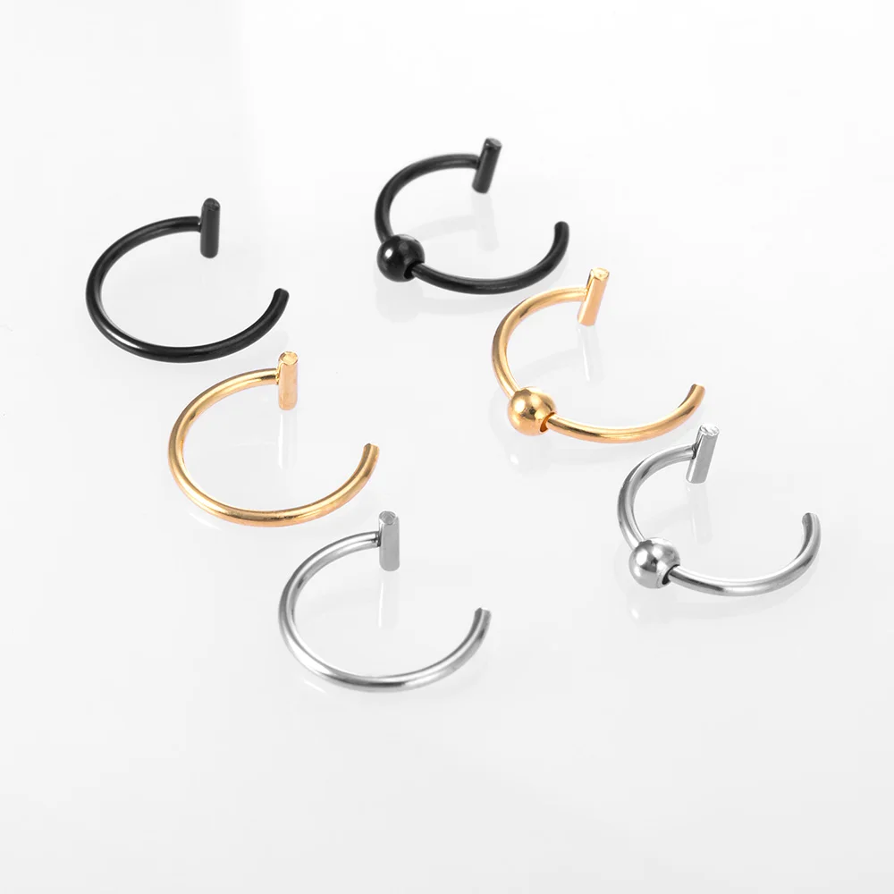 

3Pcs Punk Non piercing Lip Cuff Clip Fake Lip Rings Fake Piercing Hoops Surgical Steel Women Men Nose Ring Septum Hoop Earrings