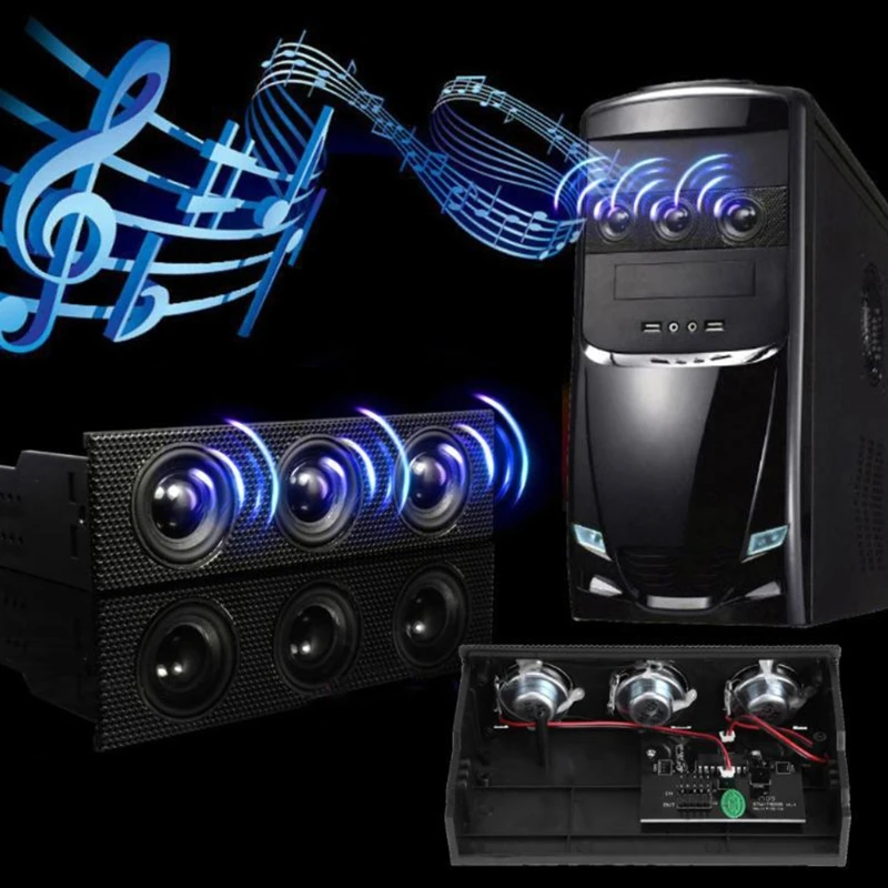 

Stereo Surround Speaker PC Front Panel Computer for CASE Connection Built In Mini Mic Music Loudspeakers Channel Dropship