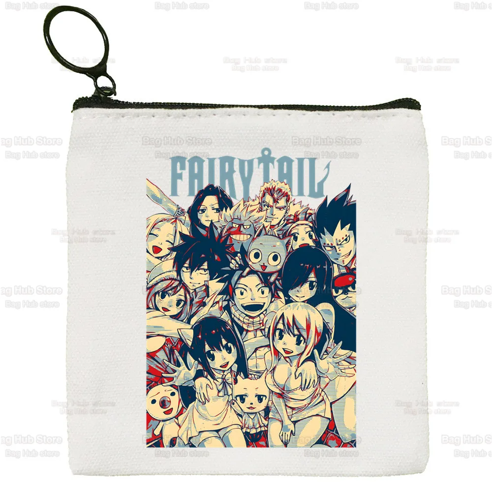 Fairy Tail Canvas Coin Purse Custom Logo Storage Pouch Canvas Bag  New Guild Cartoon Coin Bag Key Anime Natsu Zodiac Coin Purse
