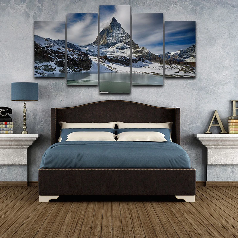 

5 Panels Snow Mountain Landscape Iceland Canvas Painting Posters and Prints Wall Art Pictures Living Room Home Decor No Frame