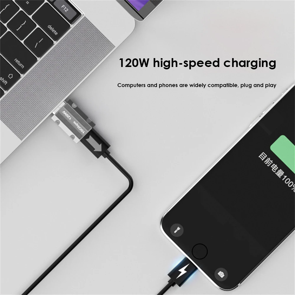 TYPE-C Bus To USB Male 120W Fast Charging Zinc Alloy Mechanical Wind 10GBPS Fast Transmission OTG Adapter For PC Laptop Phone