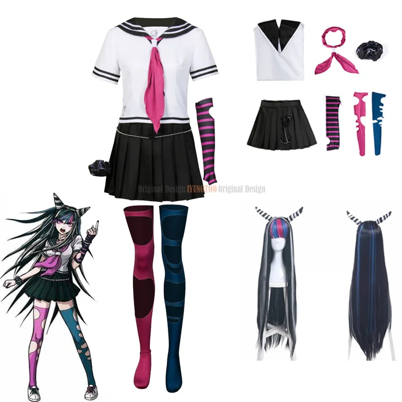 

Super DanganRonpa Ibuki Mioda Cosplay Costume Japanese Uniform Sailor Skirt Halloween Carnival JK Suit For Women With Wig