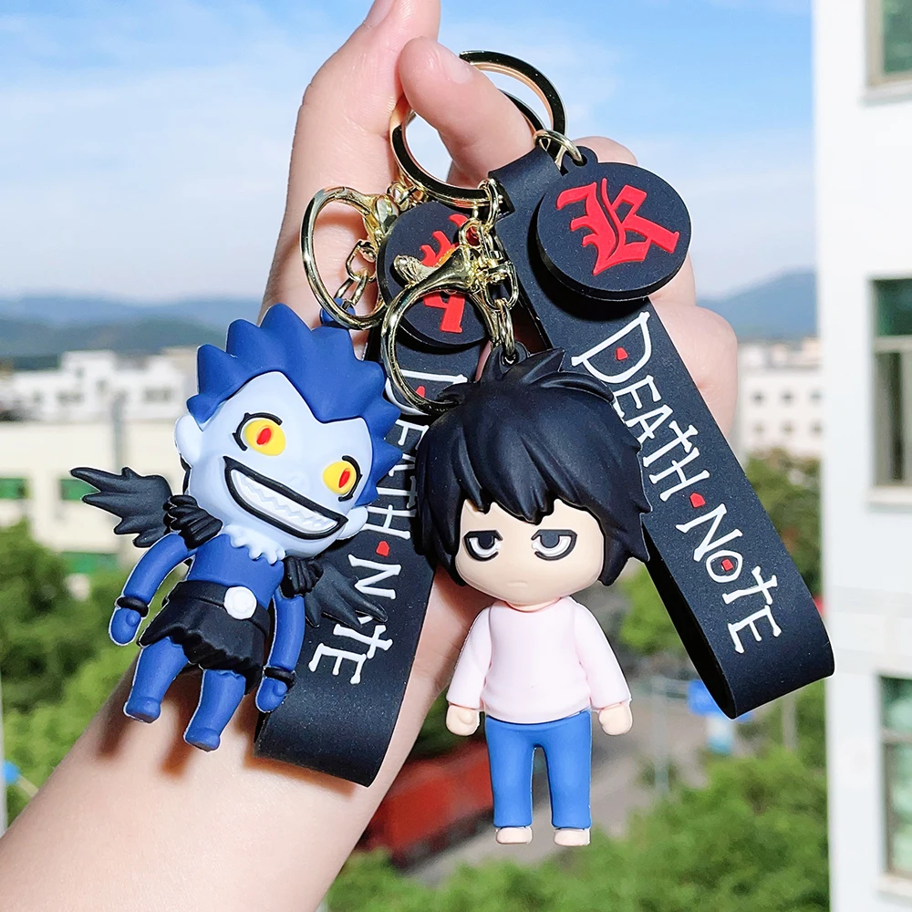Anime Death Note 3D Keychain Lanyard L Ryuuku Ryuk Pendant Key Rings Key Buckles Women Men Bag Key Accessories Silicone Jewelry