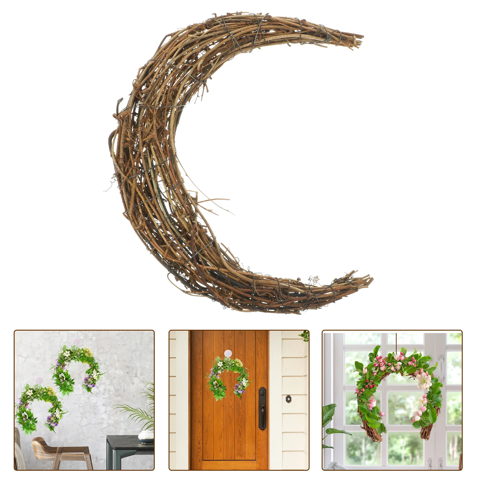 

Moon Shape Wreath Rattan Diy Dried Wreath Rattan Wreath Vine Branch Garland Floral Hoop Ring Crafts Christmas Wedding