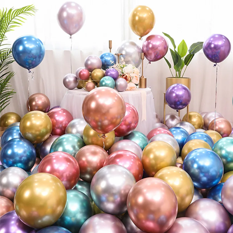 

10pc 12inch Chrome Metallic Latex Balloons Gold Silver Round Metal Balloons Birthday Party Inflate Globos Wedding Decor Supplies