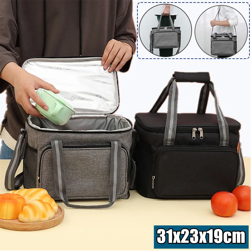 

15L Portable Thermal Lunch Bag Food Box Durable Waterproof Office Cooler Lunch Box Ice Insulated Case Camping Oxford Dinner Bag