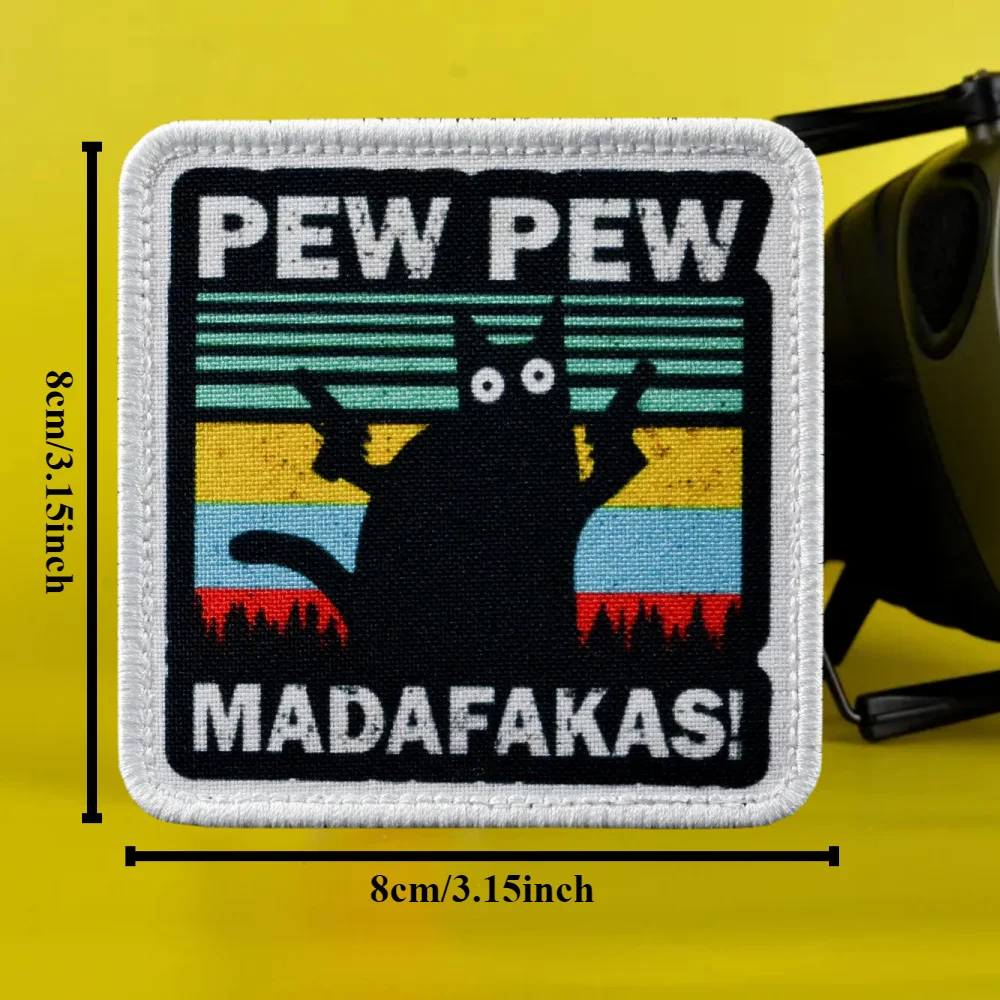 Фото PEW PEW MADAFAKAS Cat Morale нашивка с вышивкой нашивки военный значок нарукавная повязка на крючок и петля эмблема наклейки на рюкзак №3