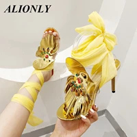 alionly colored diamond strappy high heeled sandals hollow cross lace open toe 2022 summer new womens shoes chaussure femme