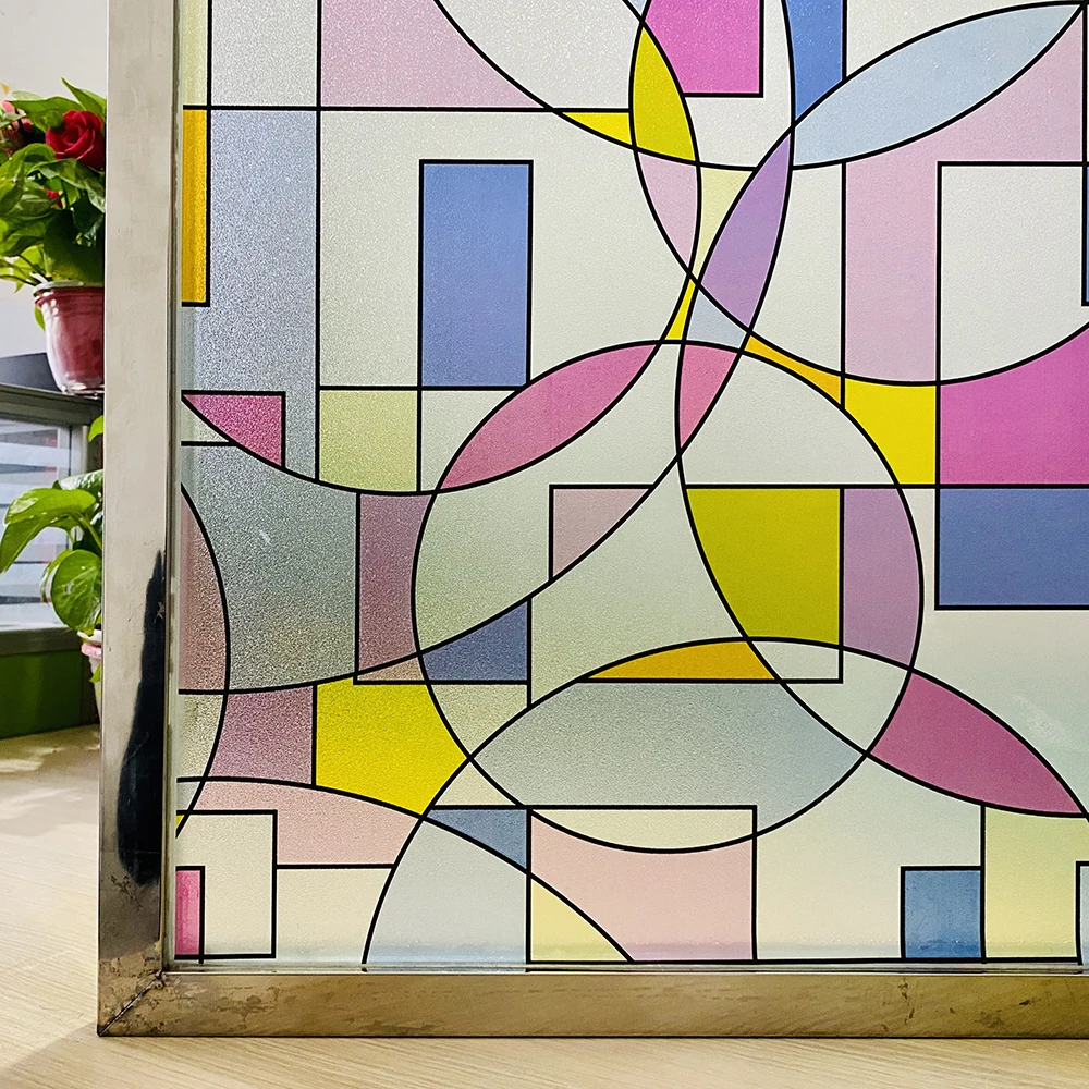 

3D Stained Window Film Privacy Glass Vinyl Self Adhesive Film Anti-UV Decorative Sticker Static Cling Heat Insulation for Home