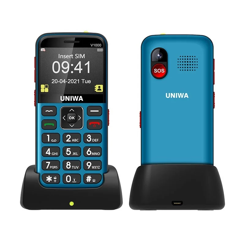 UNIWA V1000 2.31inch 4G Feature Mobile Phone Big Button Phone FM 0.3MP Camera Russian Hebrew English Keyboard Cellphone VS V808G