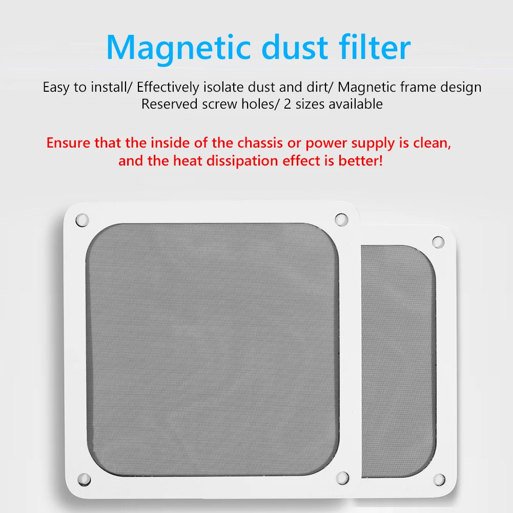 

8cm/12cm Dust Filter Soft Magnetic Frame Nylon Dust Filter Mesh Dust-proof PC Case Cooling Fan Filter with Hole for Power Supply