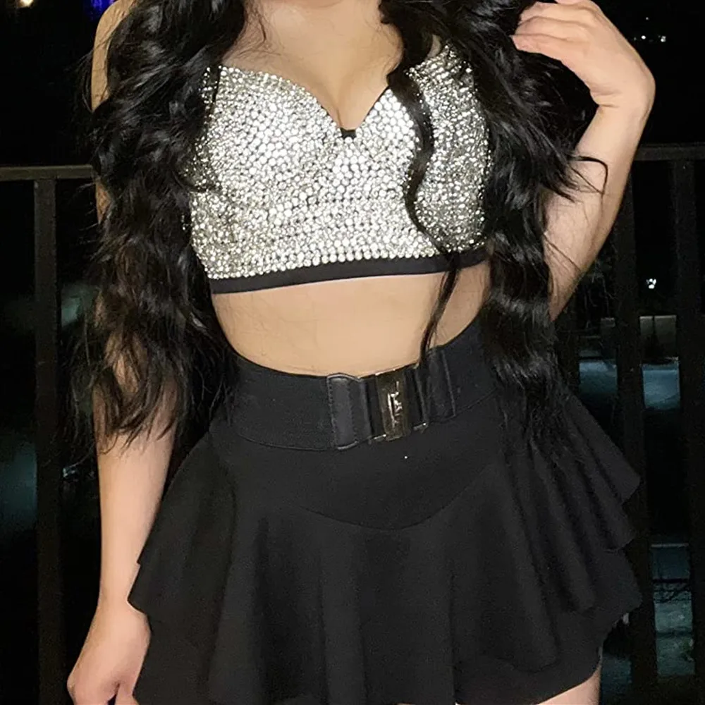 

High End Rhinestone Party Underwear Women Corset Sexy Push Up Bustiers Festival Bra Lingerie Woman Crop Top Clothes Chest Binder