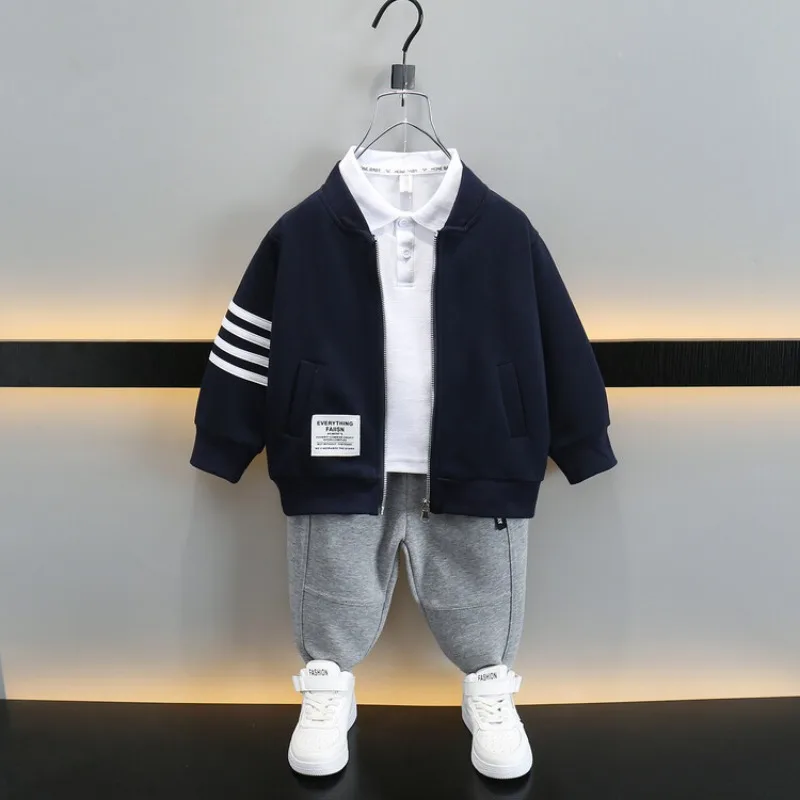 Костюм для мальчиков 2-12 лет на весну и осень куртка в полоску бейсбольная форма