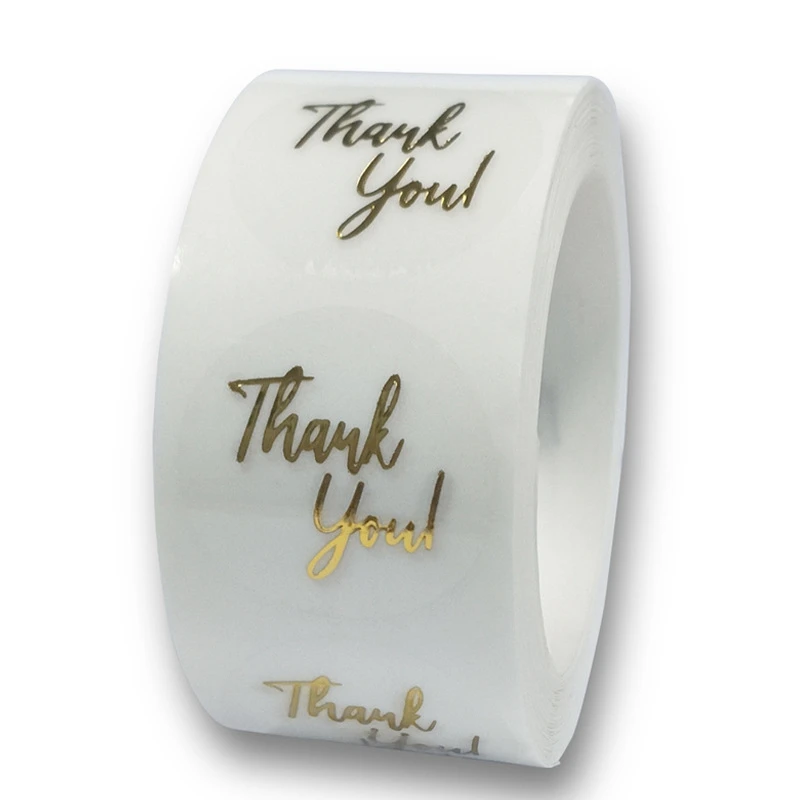 50-500pcs 1inch Clear Gold Foil Thank You Stickers for Envelope Sealing Label Stickers Pretty Things Inside for Gifts Package