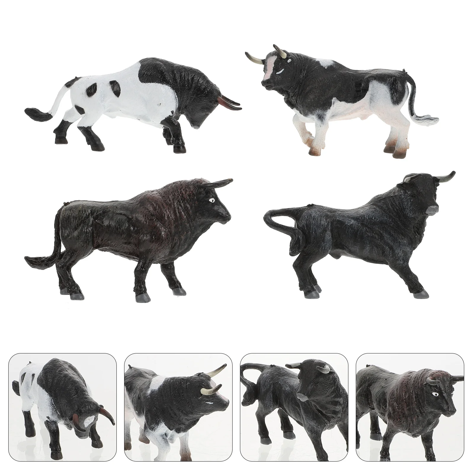 

4Pcs Simulation Miniature Cow Adornments Home Desktop Ornaments Children Toys
