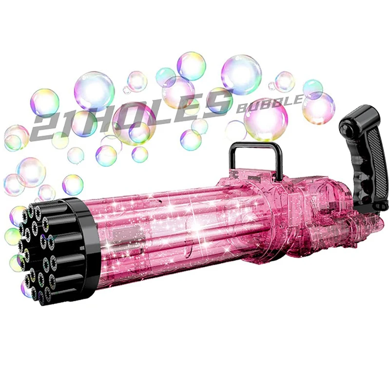 

2022 новинка, 21 отверстие, мигающий светильник, большой автоматический пистолет для мыльных пузырей, устройство для создания пузырей для дете...