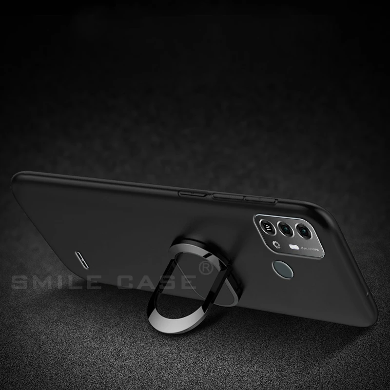 С кольцом Магнитный черный мягкий чехол из ТПУ для ZTE Blade A53 Pro