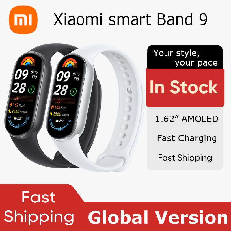 Глобальная версия Xiaomi Smart Band 9 1 62-дюймовый AMOLED-дисплей 21 день срок службы батареи