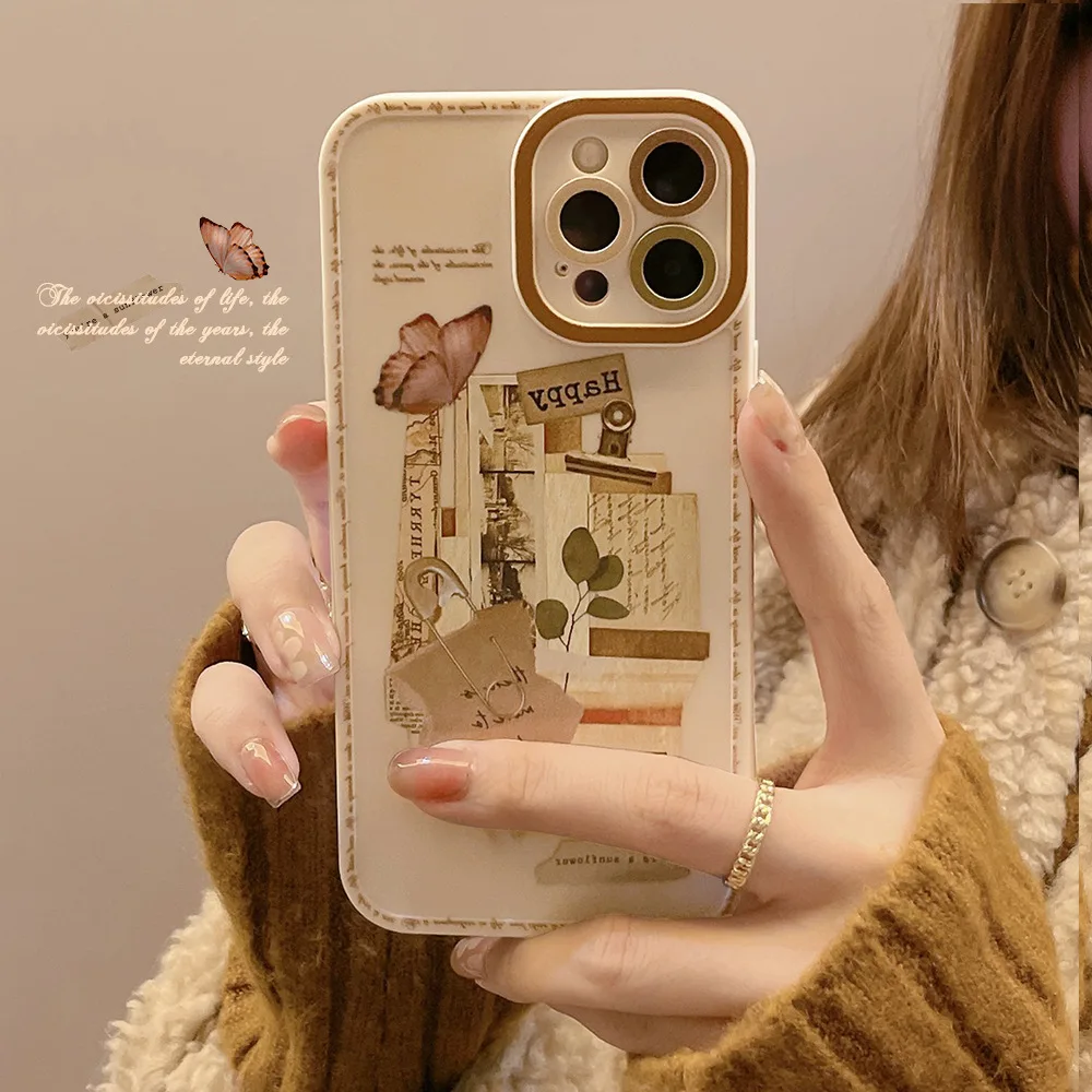 

Cartoon Tea White Vintage Sticker Phone Case For iphone 14 13 12 11 Pro Max X XR XSMAX 7 8 Plus SE TPU Case Cover new products