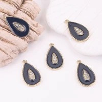 5pcs 1526mm black drop stainless steel enamel earring charms pendants dangles for diy necklace jewelry supplies making