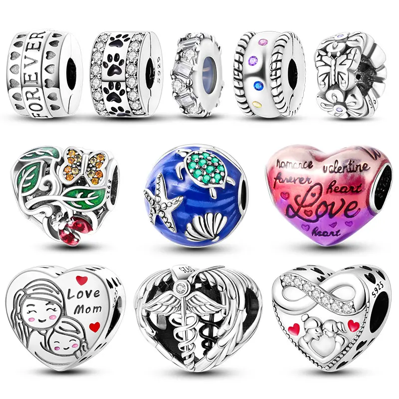 

New in S925 Sterling Silver Mother And Daughter Mother's Day Beads Fit Pandora Bracelet DIY Pendant Woman Jewelry 2023 Hot Sale