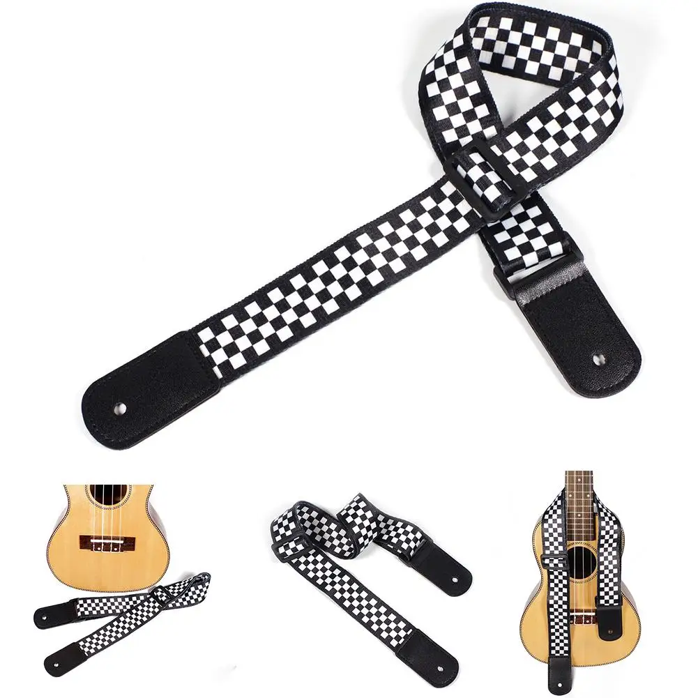 

Ремешок для электрогитары YOUZI, черный, белый ремешок в клетку для акустической гитары, ремешок для укулеле, бас, аксессуары для гитары