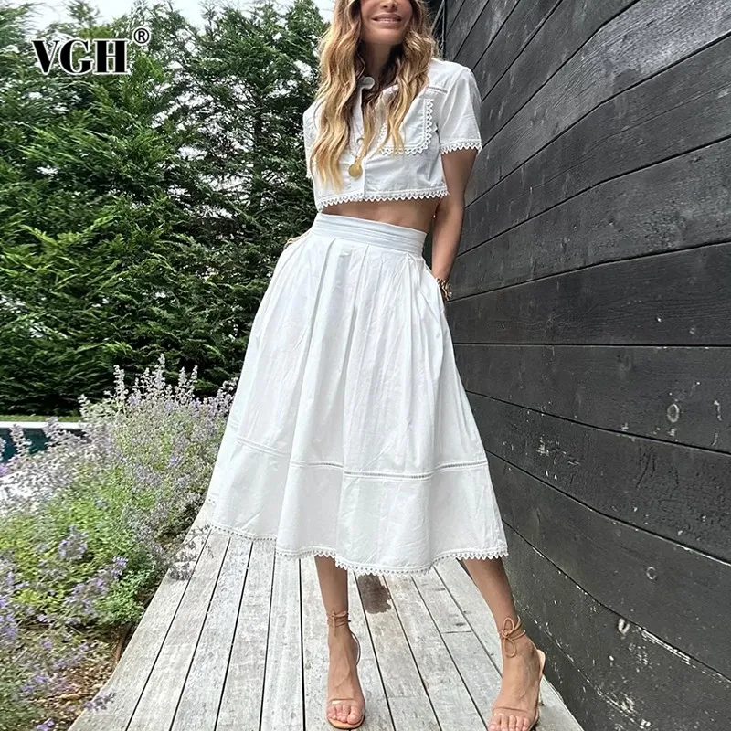 Женский комплект из двух предметов VGH топ с отложным воротником и коротким