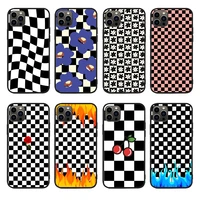checkerboard pattern phone case for iphone 13 13pro 12 11 pro max x xs xr xsmax 6 7 8plus cover