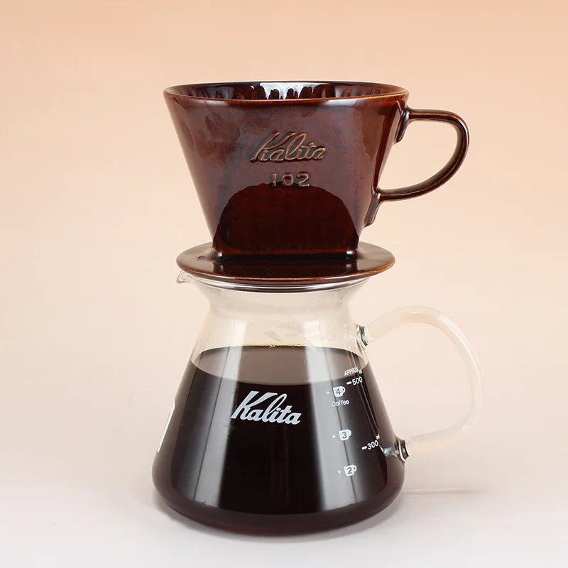 

Japan kalita hand-made coffee pot set fan-shaped drip filter glass sharing pot three-hole filter cup coffee filter