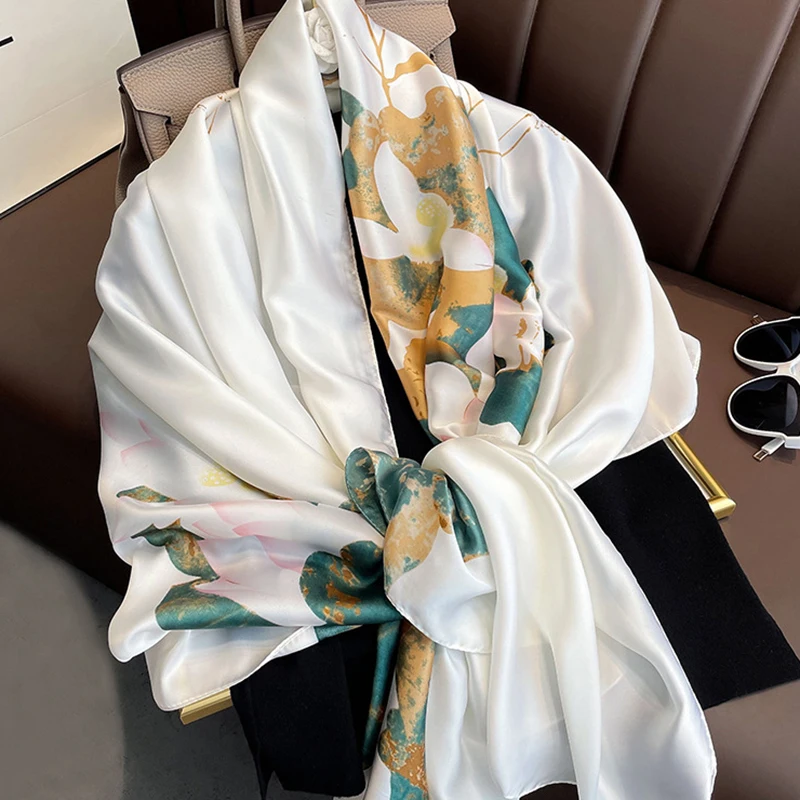 

Luxury Brand Print Silk Scarf Women Shawl Superior Quality Scarves Ladies Fashion Beach Sunscreen Headband Muffler Bandana