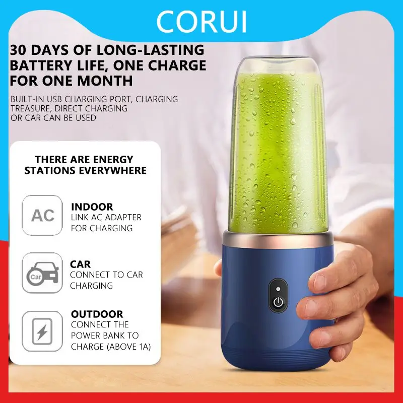 

Small Electric Fruit Juice Cup Rechargeable Mixer 6 Blades Juicer Cup Kitchen Accessories Tools Multifunction Automatic Portable