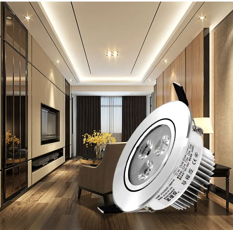 Серебряный сверхкрасивый встроенный светильник LED Downlight Recessed Cabinet Wall AC220V 220V 3W Spot Light Decoration Ceiling Lamp Home on.