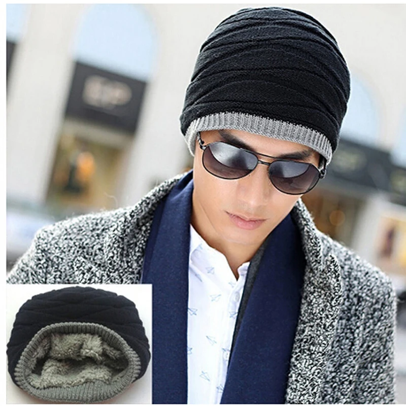 

Hip Hop Fashion Adult Winter Skullies & Beanies For Men Warm Casual Hat Knitted Unisex Solid Gorros Acrylic Hats