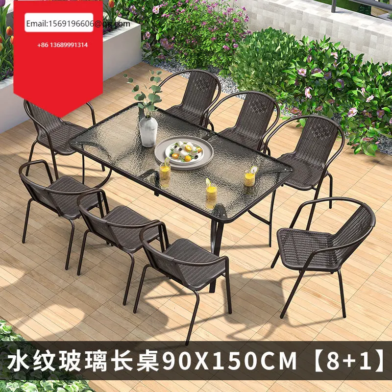

Стол и стул для двора, комбинированный чайный столик для отдыха на открытом воздухе, для балкона, простой домашний стеклянный столик