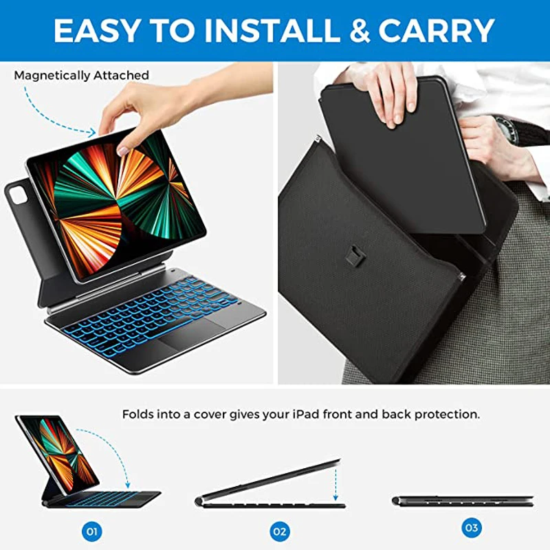 Для клавиатуры Magic Backlight для iPad 12 9 2021 2020 2018 Pro 11 - Air 5 4 клавиатура smart folio |