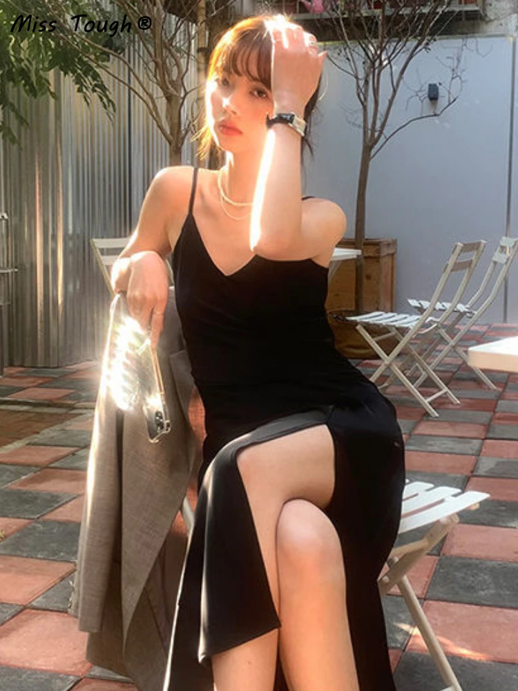 Летнее пляжное элегантное платье на бретелях Женские французские винтажные