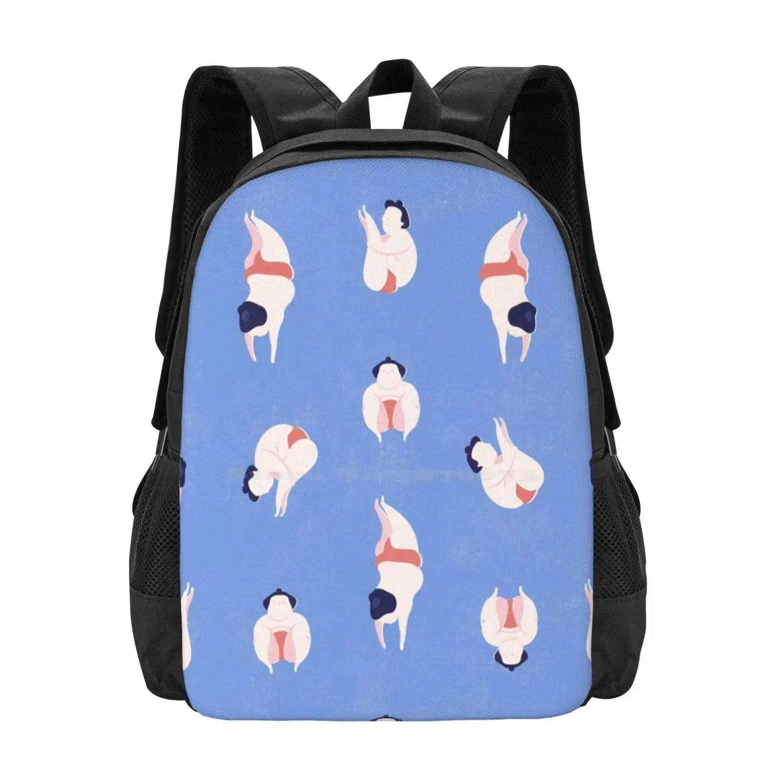 

Large Capacity School Backpack Laptop Bags Sumo Wrestler Fighter Swim Pool Jump Acrobatic Japan Sports