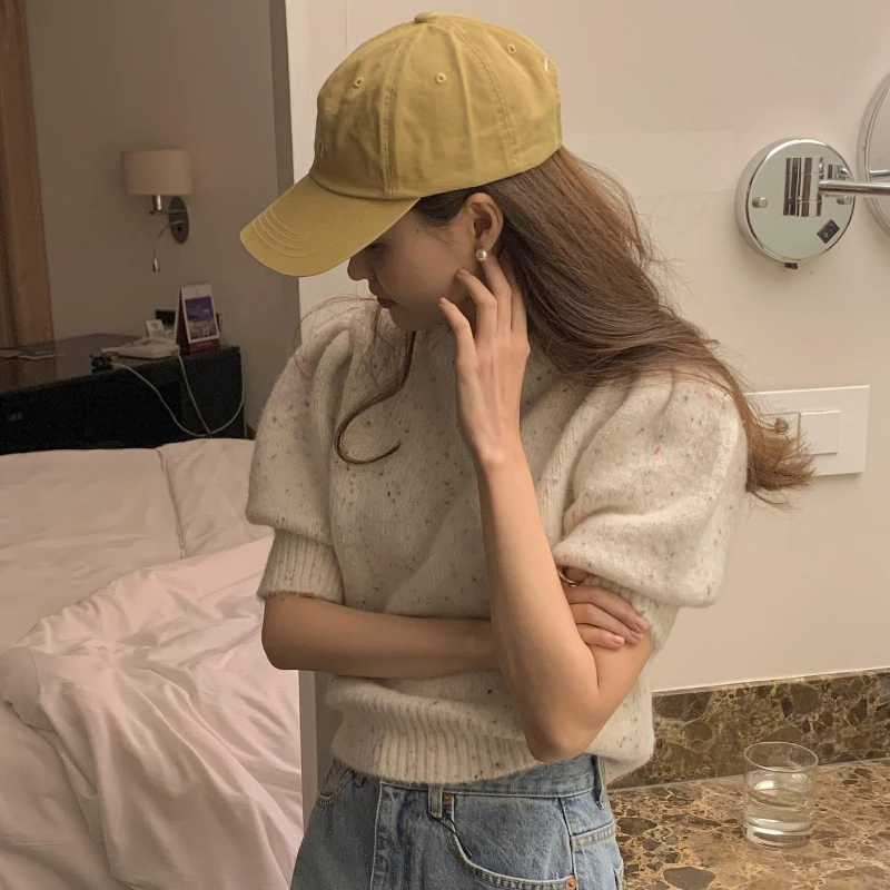 

Spring Matakawa Pull Spring Sweet Fashion Femme Sweaters Knitwears Autumn Sleeve Vintage Casual Korean Short Women Puff